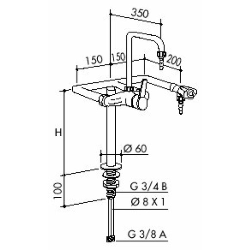 [61 -125225-SA-clinical] TOF 1000/430 - Standout 1 mixer goosenek and 1 tap